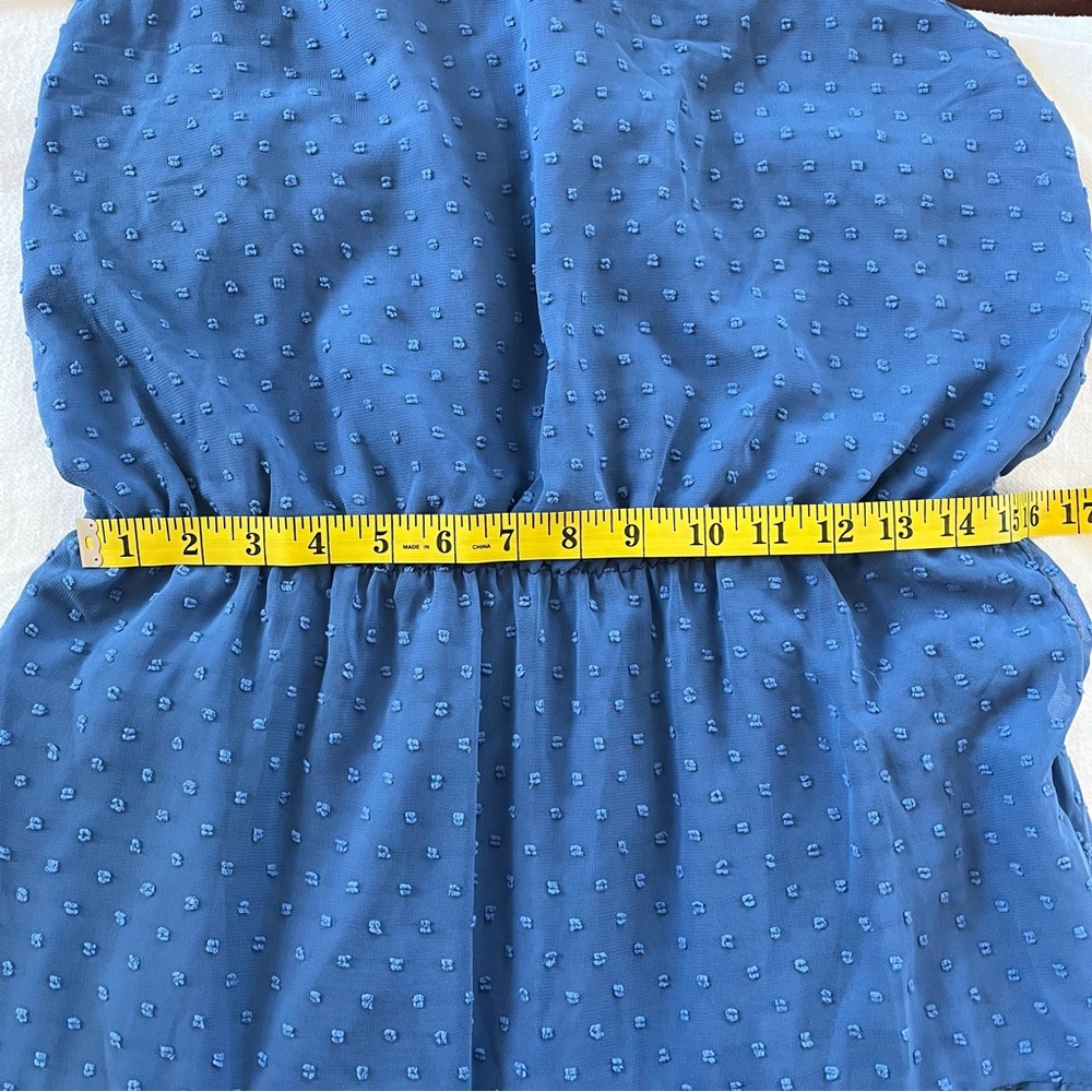 NWT Soft blue Swiss dot halter tiered sleeveless maxi dress size Large - Picture 8 of 8